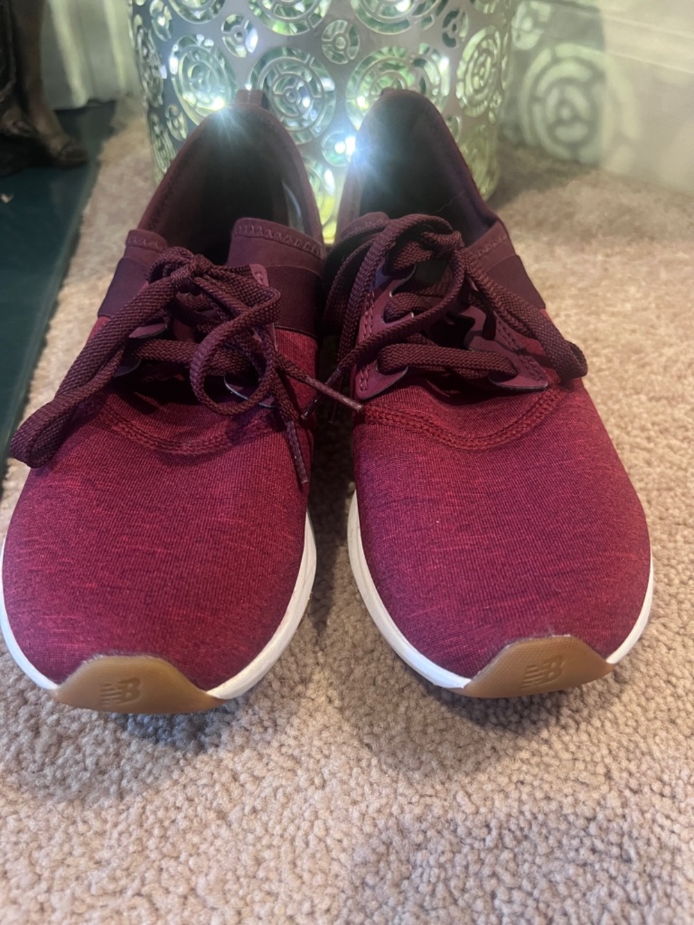 New Balance Maroon Knit Lace-Up Sneakers